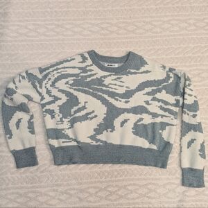 William Rast Cropped Sweater Womens XS Abstract Long Sleeve Crew Neck Pullover